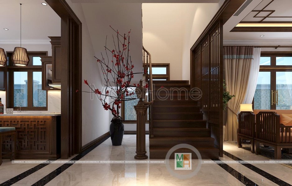 Cầu thang gỗ tự nhiên đẹp